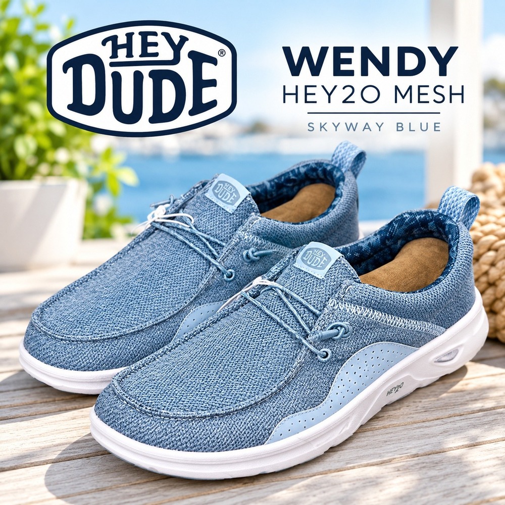 Hey Dude Wendy HEY2O Mesh Skyway Blue Women Shoes 43164-4ZX Size 7
